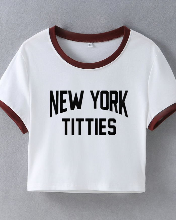 New York Titties street style INS trendy short slim-fitting short-sleeved T-shirt top