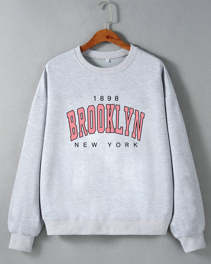 Street style INS internet celebrity trendy Brooklyn loose off-shoulder long-sleeved sweatshirt