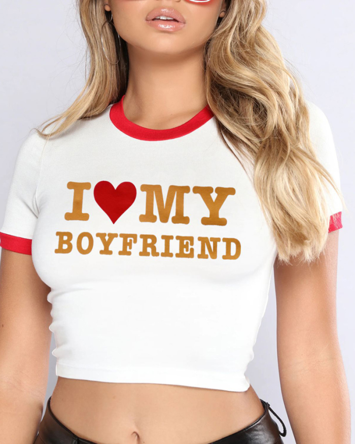 I love my boyfriend street style ins trendy short-sleeved T-shirt