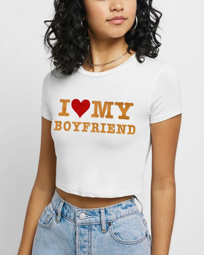 I love my boyfriend street style ins trendy short-sleeved T-shirt