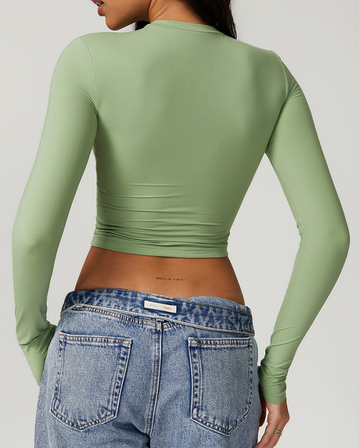 Multi Color Women Custom Nylon Spandex Fitness Yoga GYM Long Sleeve T-shirt S-XL
