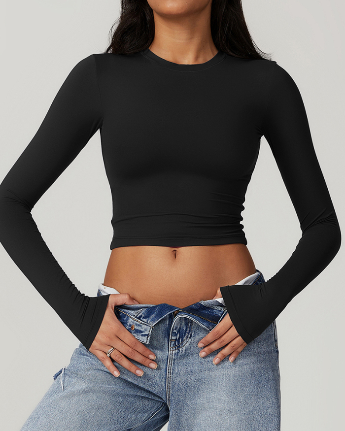 Multi Color Women Custom Nylon Spandex Fitness Yoga GYM Long Sleeve T-shirt S-XL