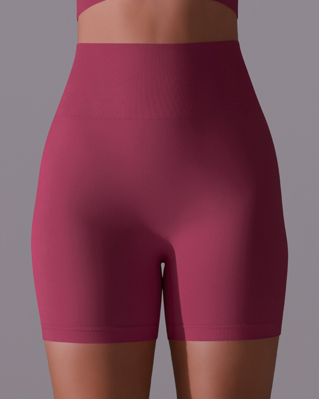 Women Seamless Fitness High Waist Hip Lift Sports Running Active Shorts S-L