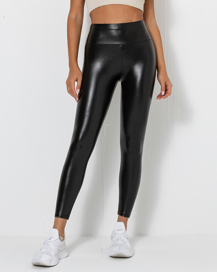 Women Hot Sale Wholesale Bulk Order PU Ruched Hips Lift Workout Pants XS-2XL