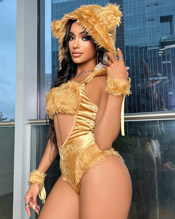 Golden Cute Pussy Cat Cosplay Jumpsuit S-XL