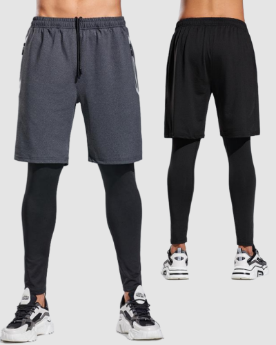 Men's Running Quick Drying Liner Leggings Shorts Black Gray M-3XL