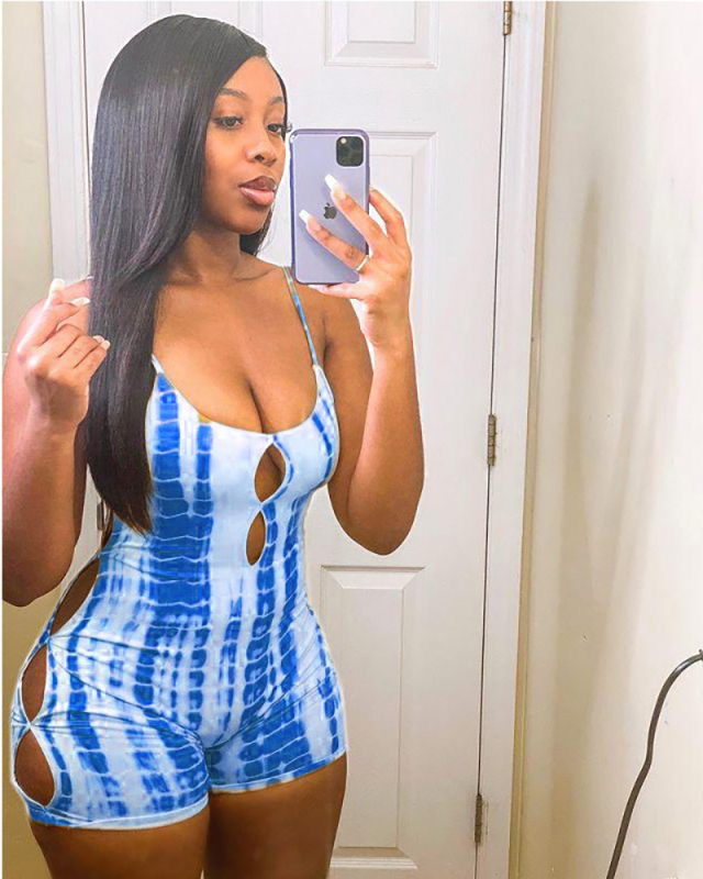 Hollow Out Printed Women Sexy Summer Jumpsuit S-2XL