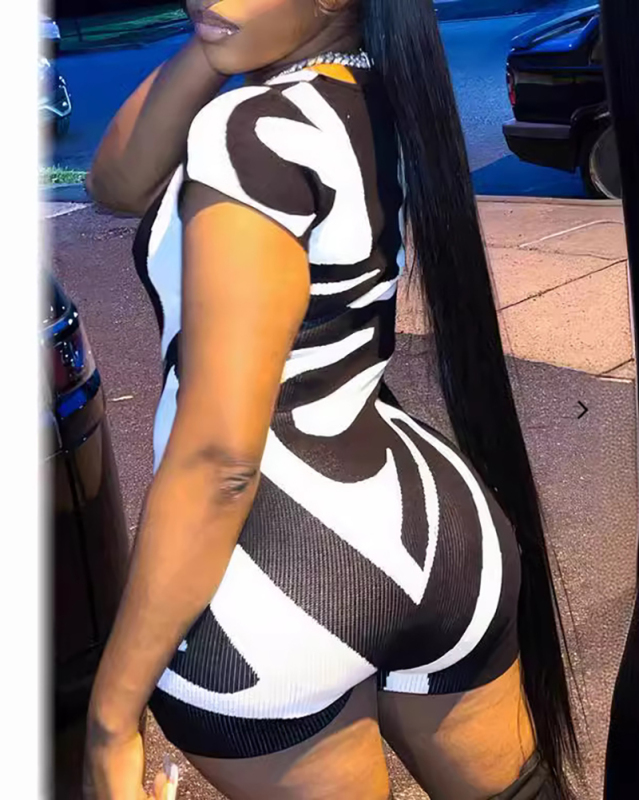 Black White Women Summer Street Style Girl Jumpsuit XS-XL