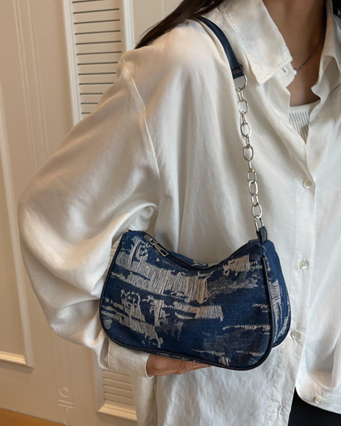 Summer Popular Jean Purse Shoulder Bag Black Blue