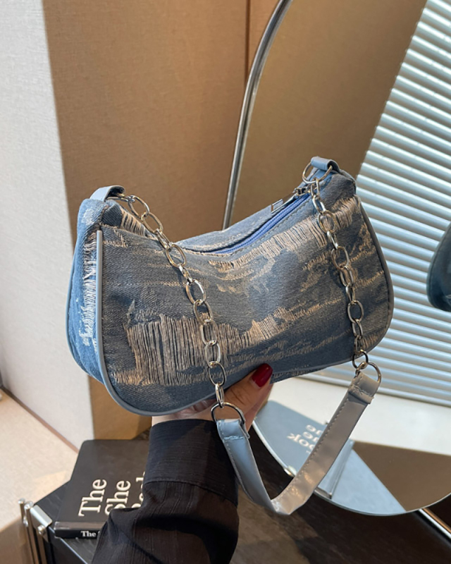 Summer Popular Jean Purse Shoulder Bag Black Blue