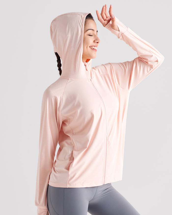 Women Customized Sun Protection Long Sleeve Pocket Hoodies Running Coat M-2XL