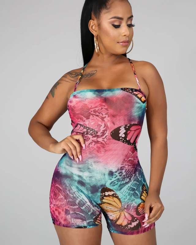 Butterfly Printed Cute Summer Jumpsuit S-XXL