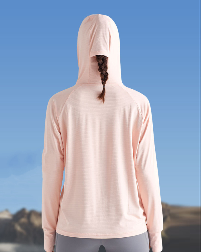 Women Customized Sun Protection Long Sleeve Pocket Hoodies Running Coat M-2XL