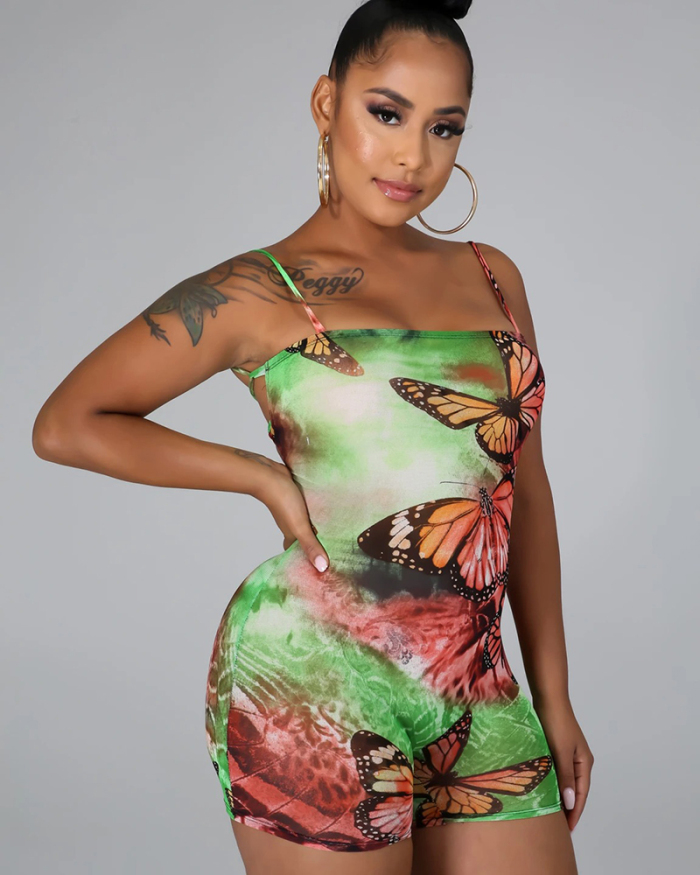 Butterfly Printed Cute Summer Jumpsuit S-XXL