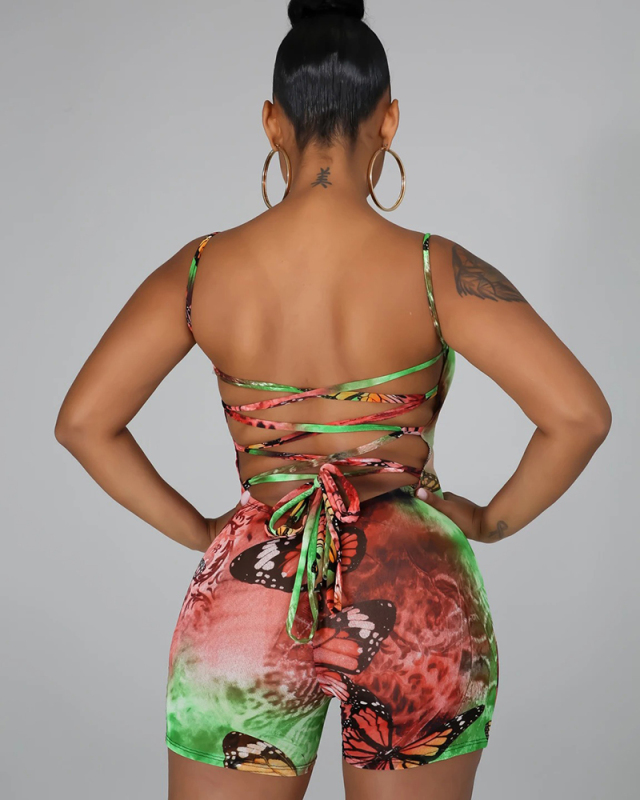 Butterfly Printed Cute Summer Jumpsuit S-XXL