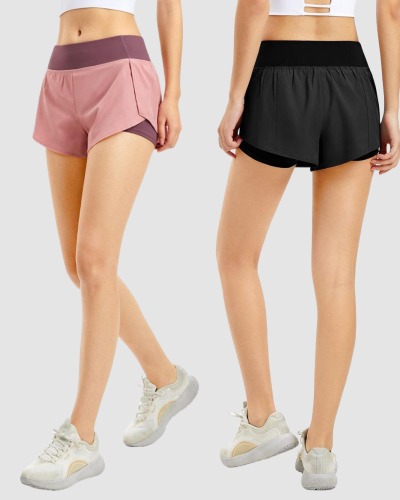 Women OEM Customized Quick Drying Lined Running Fitness Shorts Skirts S-3XL