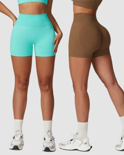 Factory Price Hips Lift High Waist Running Women Sports Shorts S-XL