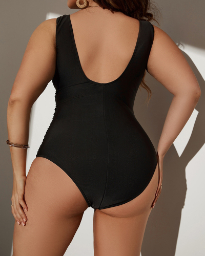 Multi-Color Solid Color Sexy One-Piece Swimsuit