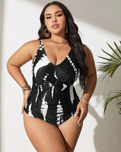 Plus Size One-Piece Bikini Cow Print Fashion Beach Swimsuit
