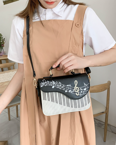 Music Note Organ Women's Trendy Crossbody Bag Contrast Color Small Bag
