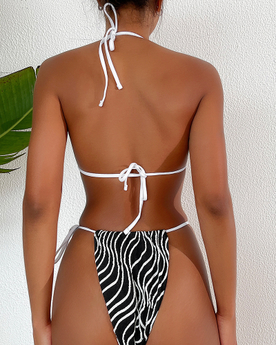 Black and White Brazilian Bikini Set S-XL