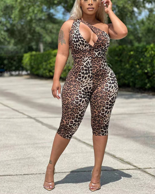 Leopard Printed Women Sexy Hot Jumpsuit S-XXL