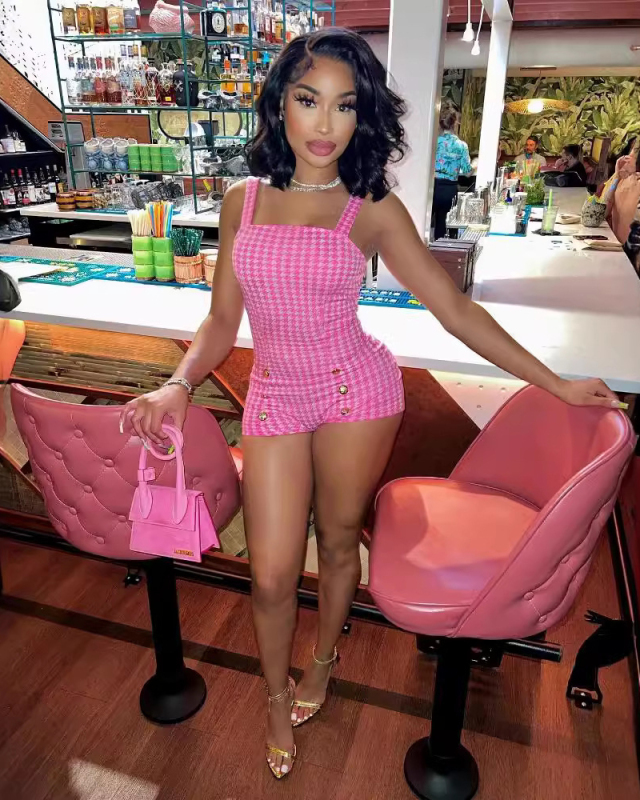 Pink Sleeveless Wholesale Girl Jumpsuit S-L