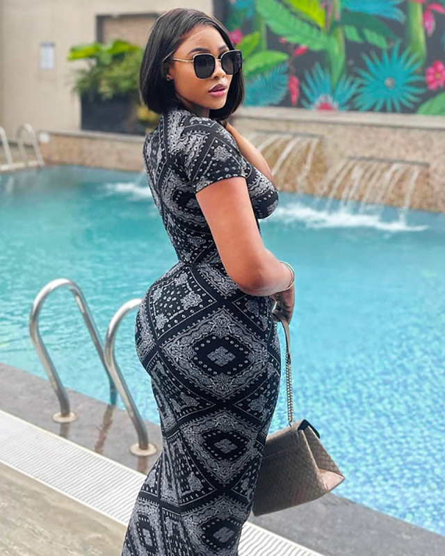 Retro Style Women Printed Long Dress S-L