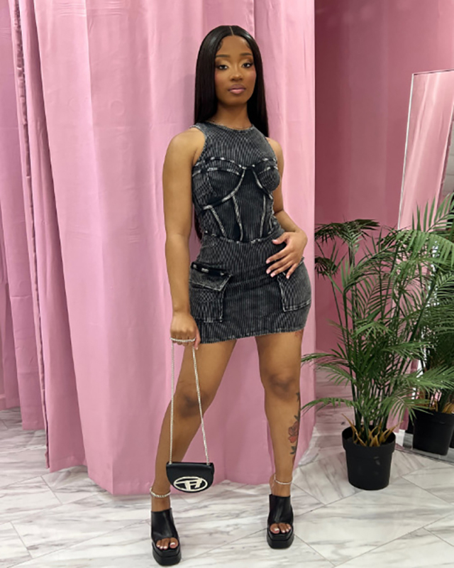 Black Sleeveless Women Casual Dress XS-XL