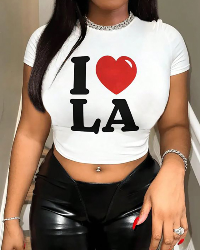 Short Sleeve Printed Women T Shirt XS-XL