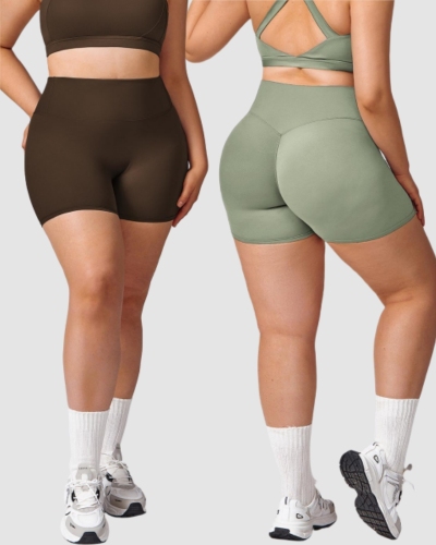 Quick Drying Women Plus Size High Waist Sports Shorts XL-3XL