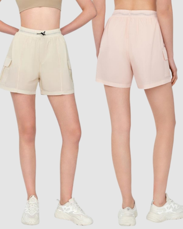 Women Lined Sports Pockets Outdoor Running Shorts S-XL