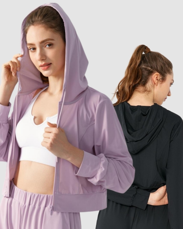 Women New Outdoor Sunscreen Running Cycling Fitness Long Sleeve Coat S-XL