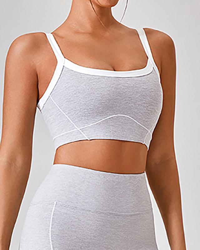 Women Sling Colorblock Fitness Sports Bra S-XL