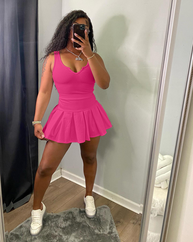 Solid Color Women Casual Two Piece Skirt Set S-XXL