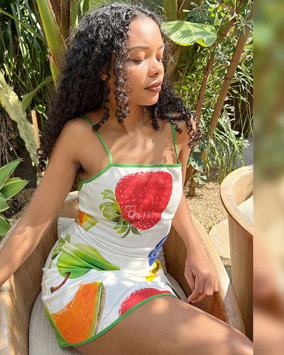 Fruit Printed Women Summer Dress S-L