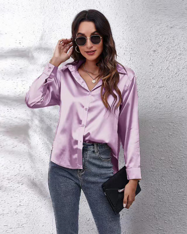 Simple v-neck Cardigan Shirt Button Women's Top S-XXL