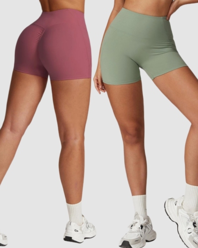 Women High Waist Yoga Hips Lift Running Sports Shorts S-XL