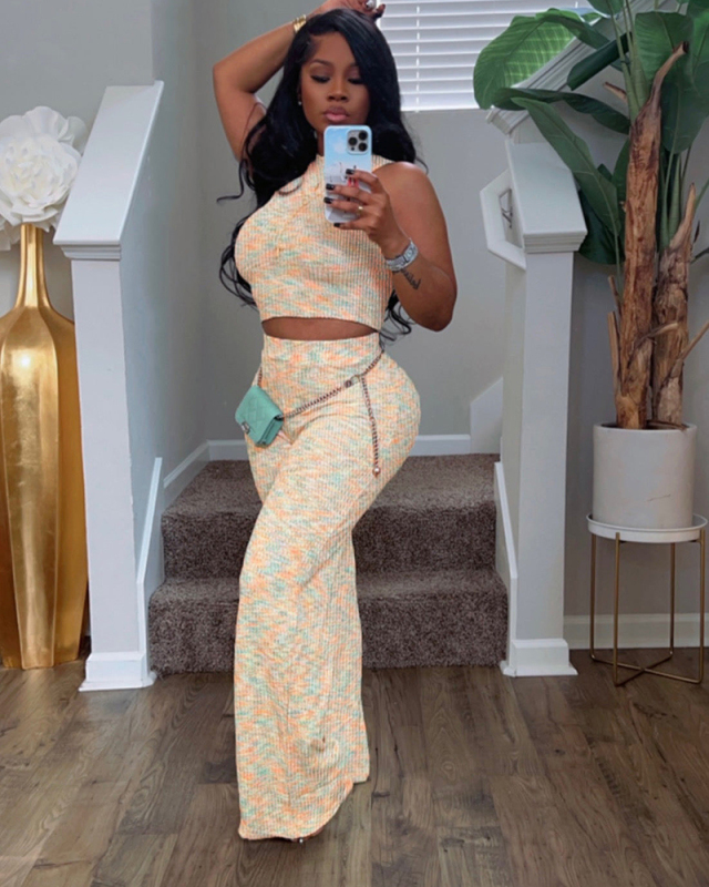 Sleevelss Women Summer Pant Set Outfits S-XXL