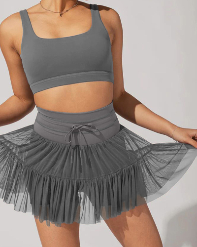 Women Lined High Waist Pleated Strappy Skirts S-XL