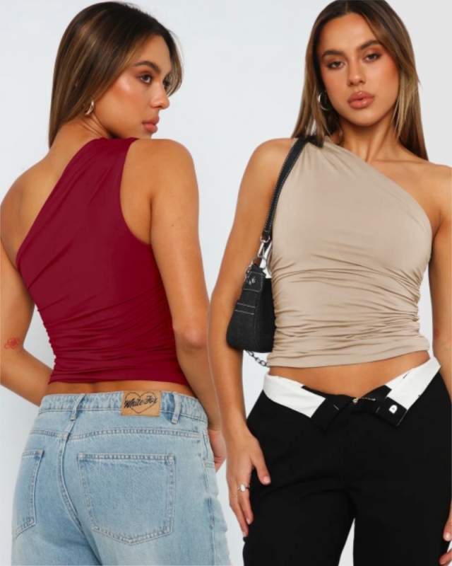 Women Summer Slash Neck Sleeveless Fashion Vest S-XL