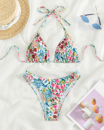 Floral Printed Women Cute Bikini Set S-XL