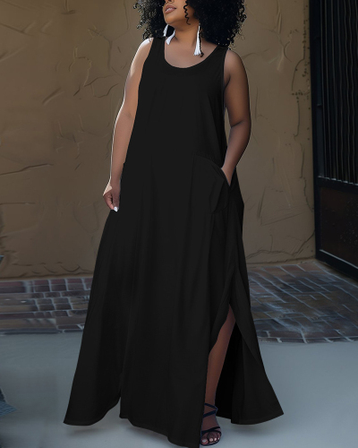 Loose Style Sleeveless Plus Size Dress XL-5XL