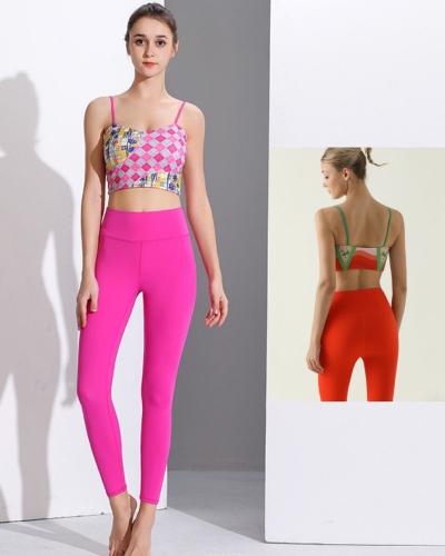 OEM Sling Fashion Printed Sports Bra Pants Sets Yoga Woman Two-piece Sets 4-8