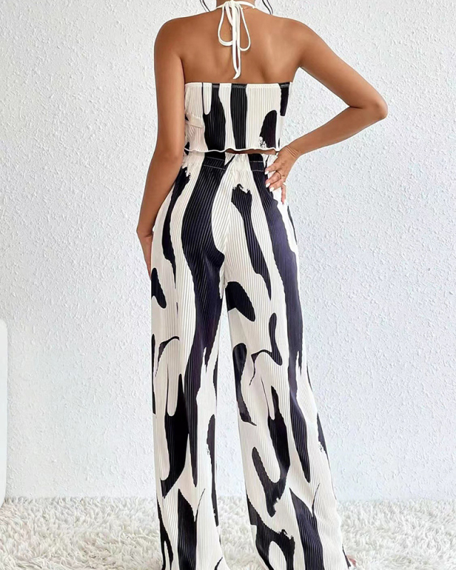 Leisure Milk Cow Printed Two Piece Pant Set S-XXL