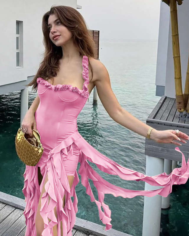 Sleeveless Irregular Women Long Dress S-L