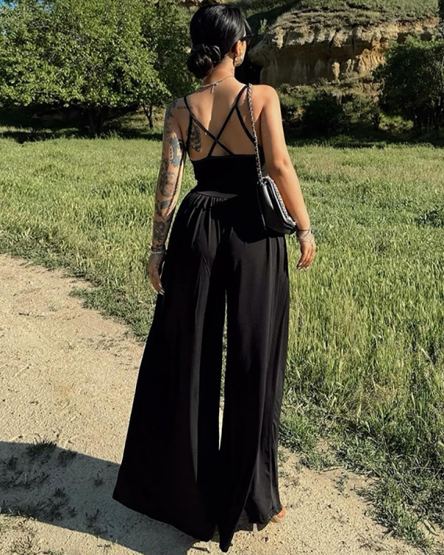 Sleeveless Wide Leg Women Summer Jumpsuit S-L