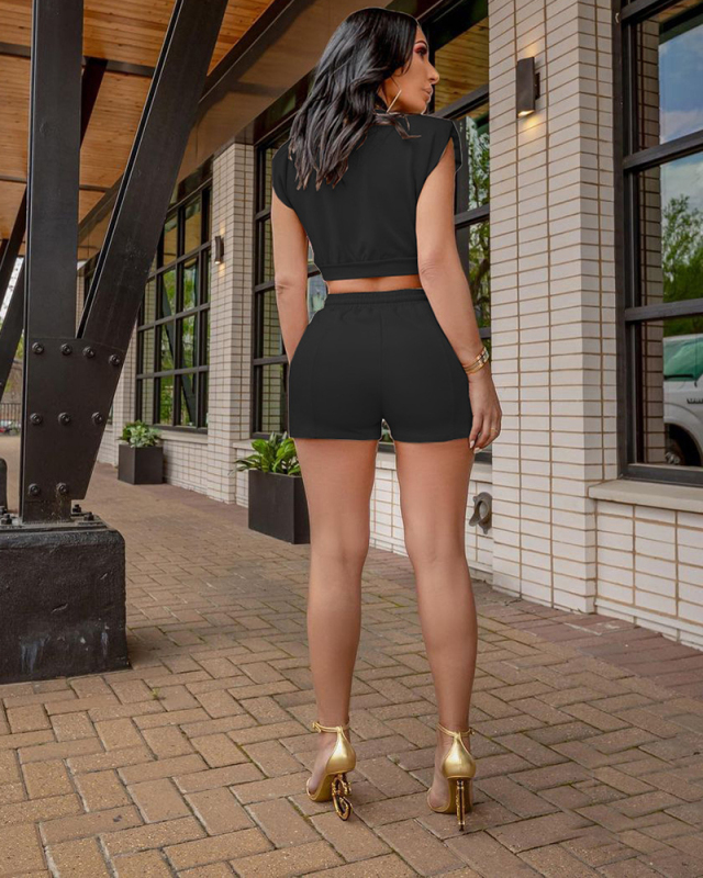 Letter Printed Women Summer Two Piece Short Outfits S-XXL