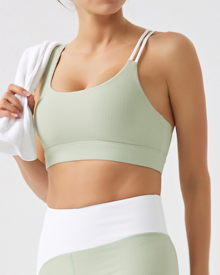 Women Colorblock Summer Recycled Fabric Yoga Two-piece Sets S-XL