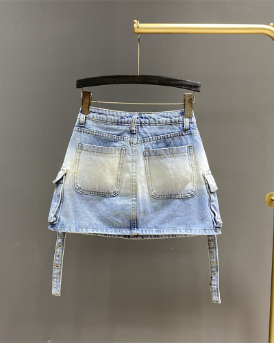 Retro High Wasit Girl Fashion Cargo Skirts S-XL